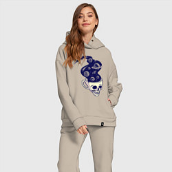 Женский костюм оверсайз Dead drink space skull, цвет: миндальный — фото 2