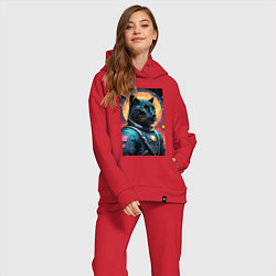 Женский костюм оверсайз Пантера бравый космонавт - нейросеть, цвет: красный — фото 2