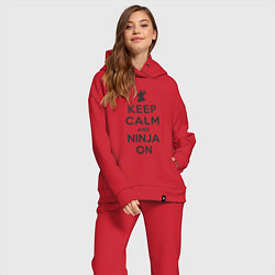 Женский костюм оверсайз Keep calm and ninja on, цвет: красный — фото 2