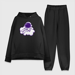 Женский костюм оверсайз Космонавт на облачке, цвет: черный