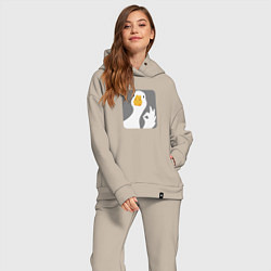 Женский костюм оверсайз Гусь-нормусь, цвет: миндальный — фото 2