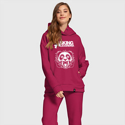 Женский костюм оверсайз Asking Alexandria rock panda, цвет: маджента — фото 2