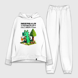 Женский костюм оверсайз Collaboration of Minecraft and beersaur - ai art, цвет: белый