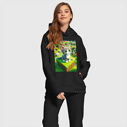 Женский костюм оверсайз Funny kitten - Minecraft ai art, цвет: черный — фото 2