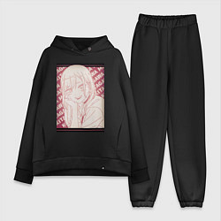 Женский костюм оверсайз Эта фарфоровая кукла влюбилась, цвет: черный