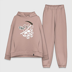 Женский костюм оверсайз Кот с косой, цвет: пыльно-розовый