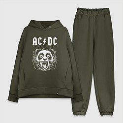 Женский костюм оверсайз AC DC rock panda, цвет: хаки