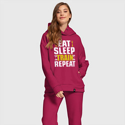 Женский костюм оверсайз Eat sleep train, цвет: маджента — фото 2