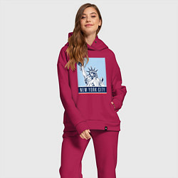 Женский костюм оверсайз Style New York, цвет: маджента — фото 2