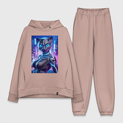 Женский костюм оверсайз Cyber panter - ai art fantasy, цвет: пыльно-розовый