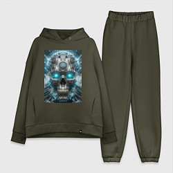Женский костюм оверсайз Electrified cyber skull - ai art fantasy, цвет: хаки