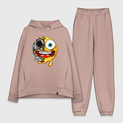 Женский костюм оверсайз Радостный смайлик, цвет: пыльно-розовый