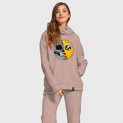 Женский костюм оверсайз Смайлик грустит, цвет: пыльно-розовый — фото 2