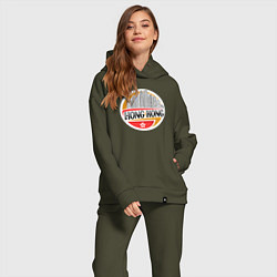 Женский костюм оверсайз Мегаполис Гонконг, цвет: хаки — фото 2