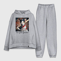 Женский костюм оверсайз Bull terrier - New York yankees baseball team, цвет: меланж