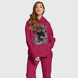 Женский костюм оверсайз Магическая битва Тодзи Фусигуро с ножами, цвет: маджента — фото 2