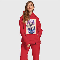 Женский костюм оверсайз Магическая битва Сатору Годзё расширение территори, цвет: красный — фото 2