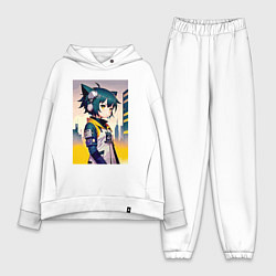 Женский костюм оверсайз Kitten girl - cyberpunk, цвет: белый