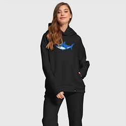 Женский костюм оверсайз Милая акула улыбается, цвет: черный — фото 2