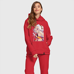 Женский костюм оверсайз Клинок рассекающий демонов Даки 6 высшая луна, цвет: красный — фото 2