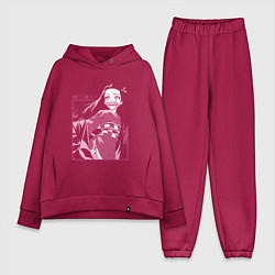 Женский костюм оверсайз Клинок рассекающий демонов милая Незуко в розовом, цвет: маджента