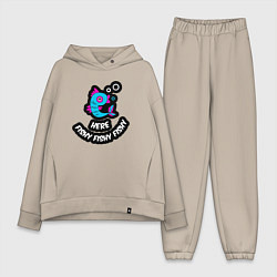 Женский костюм оверсайз Здесь рыбно, цвет: миндальный