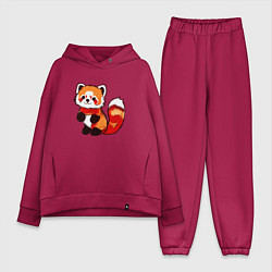 Женский костюм оверсайз Красная панда в полный рост, цвет: маджента