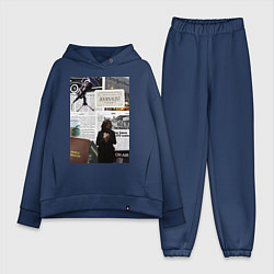 Женский костюм оверсайз Журналист эстетика, цвет: тёмно-синий