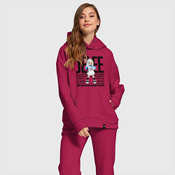 Женский костюм оверсайз Jelee-chan медуза не умеет плавать в ночи, цвет: маджента — фото 2