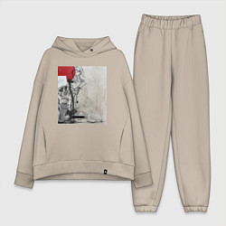 Женский костюм оверсайз Abstract Red, цвет: миндальный
