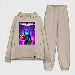 Женский костюм оверсайз Minecraft - halloween neon glow, цвет: миндальный