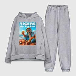 Женский костюм оверсайз Tigers also like beer - ai art fantasy, цвет: меланж
