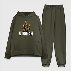 Женский костюм оверсайз Vikings team, цвет: хаки