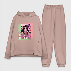 Женский костюм оверсайз Клинок рассекающий демонов Незуко Демон, цвет: пыльно-розовый