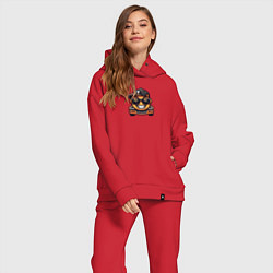 Женский костюм оверсайз Машина рэпер в черных очках, цвет: красный — фото 2