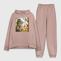 Женский костюм оверсайз Кот журналист - нейроарт