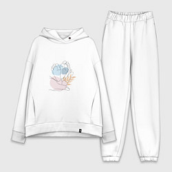 Женский костюм оверсайз Арт ножки малыша в ладони, цвет: белый