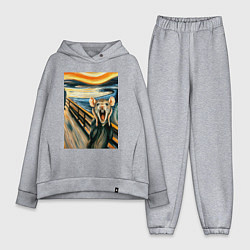 Женский костюм оверсайз Мышка кричит на картине Эдварда Мунка - мем искусс, цвет: меланж