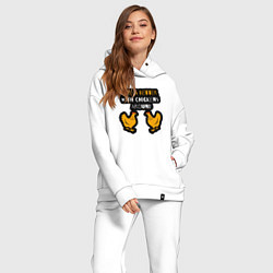 Женский костюм оверсайз Жизнь лучше когда вокруг курицы, цвет: белый — фото 2