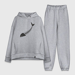 Женский костюм оверсайз Рыбный скелет, цвет: меланж