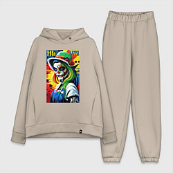 Женский костюм оверсайз Girl witch - pop art, цвет: миндальный