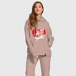 Женский костюм оверсайз Да пошло оно все надпись, цвет: пыльно-розовый — фото 2