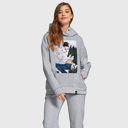 Женский костюм оверсайз Магическая битва Мэгуми Фусигуро арт, цвет: меланж — фото 2