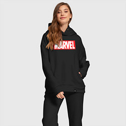 Женский костюм оверсайз Marvel logo, цвет: черный — фото 2