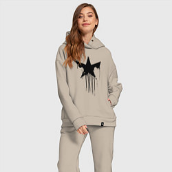Женский костюм оверсайз Black blot star - minimalism, цвет: миндальный — фото 2