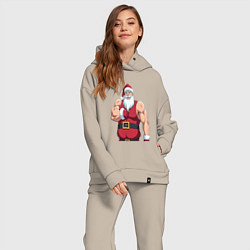 Женский костюм оверсайз Качок дед мороз, цвет: миндальный — фото 2