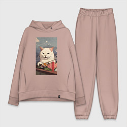 Женский костюм оверсайз Cat meme - japan style, цвет: пыльно-розовый