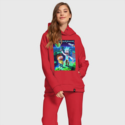 Женский костюм оверсайз Рик и Морти и Майнкрафт - коллаба, цвет: красный — фото 2