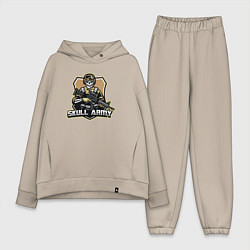 Женский костюм оверсайз Skull army, цвет: миндальный