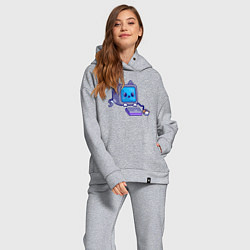 Женский костюм оверсайз Компьютерный котик, цвет: меланж — фото 2